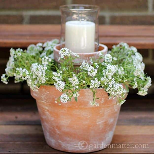 Best Country Decor Ideas for Your Porch - Candle And Flower Pot Centerpiece For Your Porch - Rustic Farmhouse Decor Tutorials and Easy Vintage Shabby Chic Home Decor for Kitchen, Living Room and Bathroom - Creative Country Crafts, Furniture, Patio Decor and Rustic Wall Art and Accessories to Make and Sell 