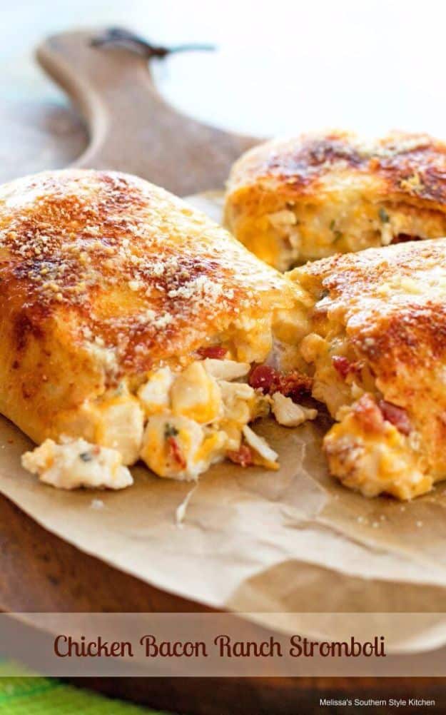 Best Country Cooking Recipes - Chicken Bacon Ranch Stromboli - Easy Recipes for Country Food Like Chicken Fried Steak, Fried Green Tomatoes, Southern Gravy, Breads and Biscuits, Casseroles and More - Breakfast, Lunch and Dinner Recipe Ideas for Families and Feeding A Crowd - Step by Step Instructions for Making Homestyle Dips, Snacks, Desserts #recipes