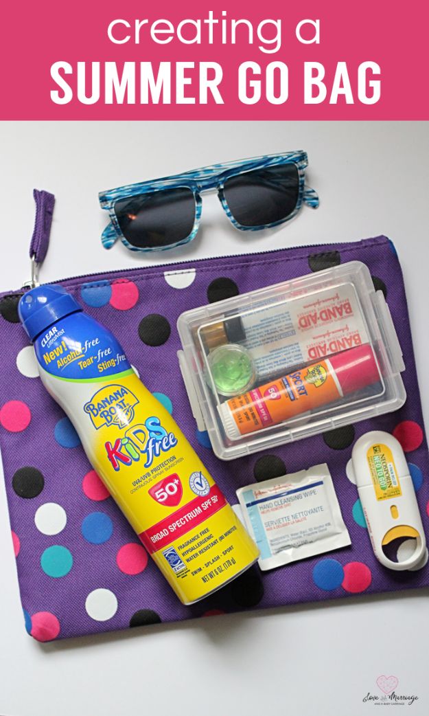 DIY Hacks for Summer - Create A Summer Go Bag - Easy Projects to Try This Summer To Get Organized, Spend Time Outdoors, Play With The Kids, Stay Cool In The Heat - Tips and Tricks to Make Summertime Awesome - Crafts and Home Decor by DIY JOY 