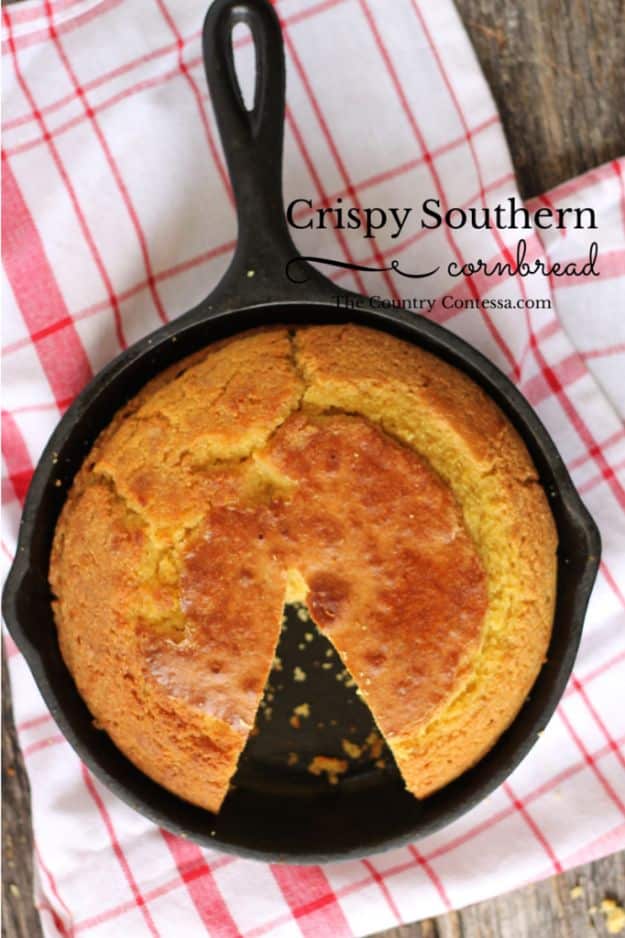 Best Country Cooking Recipes - Crispy Southern Cornbread - Easy Recipes for Country Food Like Chicken Fried Steak, Fried Green Tomatoes, Southern Gravy, Breads and Biscuits, Casseroles and More - Breakfast, Lunch and Dinner Recipe Ideas for Families and Feeding A Crowd - Step by Step Instructions for Making Homestyle Dips, Snacks, Desserts #recipes