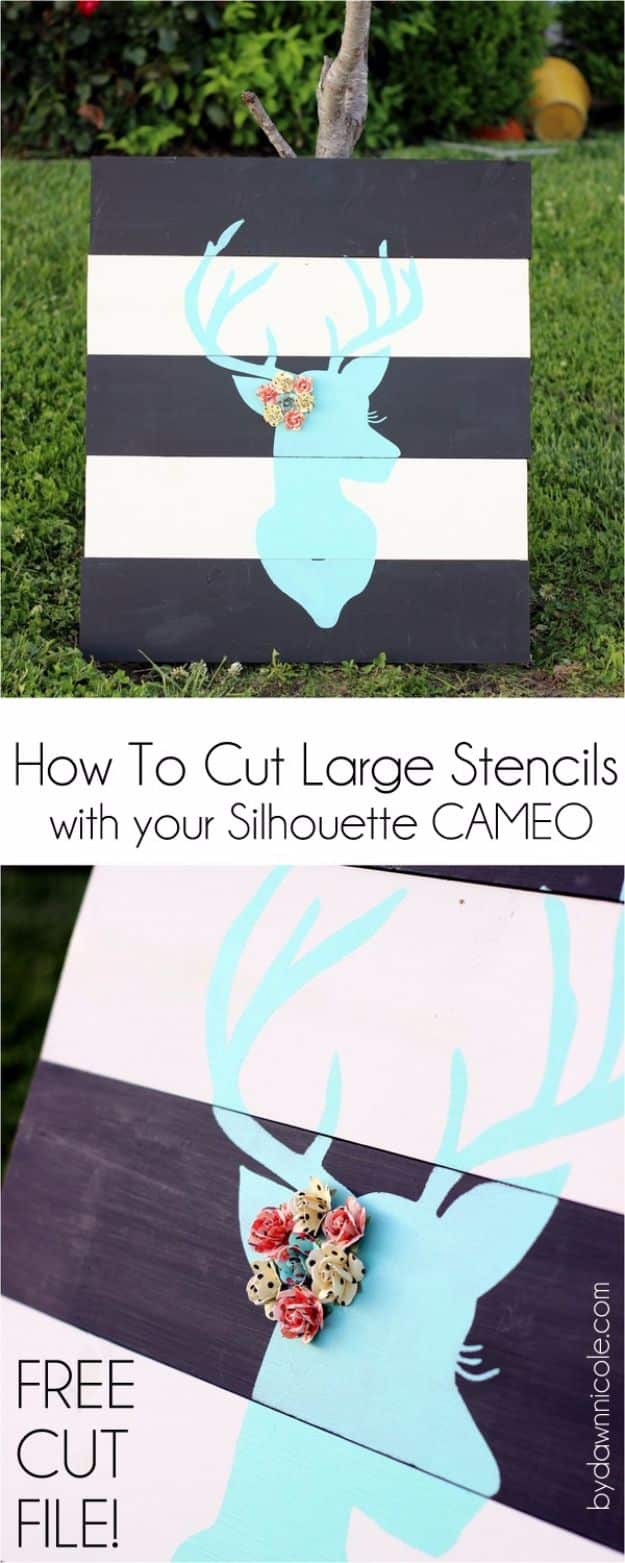DIY Stencil Ideas - Cut Large Stencils With Your Silhouette Cameo - Cool and Easy Stenciling Tutorials For Making Handmade Wallpaper and Designs, Furniture Makeover Ideas and Crafty Modern Decor With Stencils - Rustic Farmhouse Paint Techniques and Step by Step Instructions for Using Stencil Art in Your Living Room, Bedroom, Bathroom and Crafts 