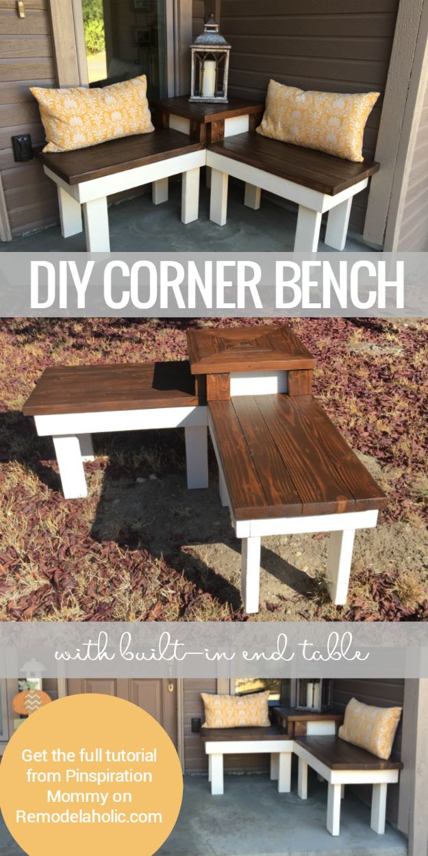 Best Country Decor Ideas for Your Porch - DIY Corner Bench With Built In Table - Rustic Farmhouse Decor Tutorials and Easy Vintage Shabby Chic Home Decor for Kitchen, Living Room and Bathroom - Creative Country Crafts, Furniture, Patio Decor and Rustic Wall Art and Accessories to Make and Sell 
