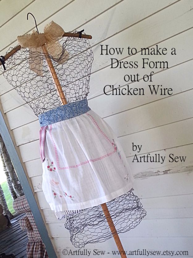 diy ideas chicken wire crafts -DIY Dress Form from Chicken Wire - Rustic Farmhouse Decor Tutorials With Chickenwire and Easy Vintage Shabby Chic Home Decor for Kitchen, Living Room and Bathroom - Creative Country Crafts #diy #crafts