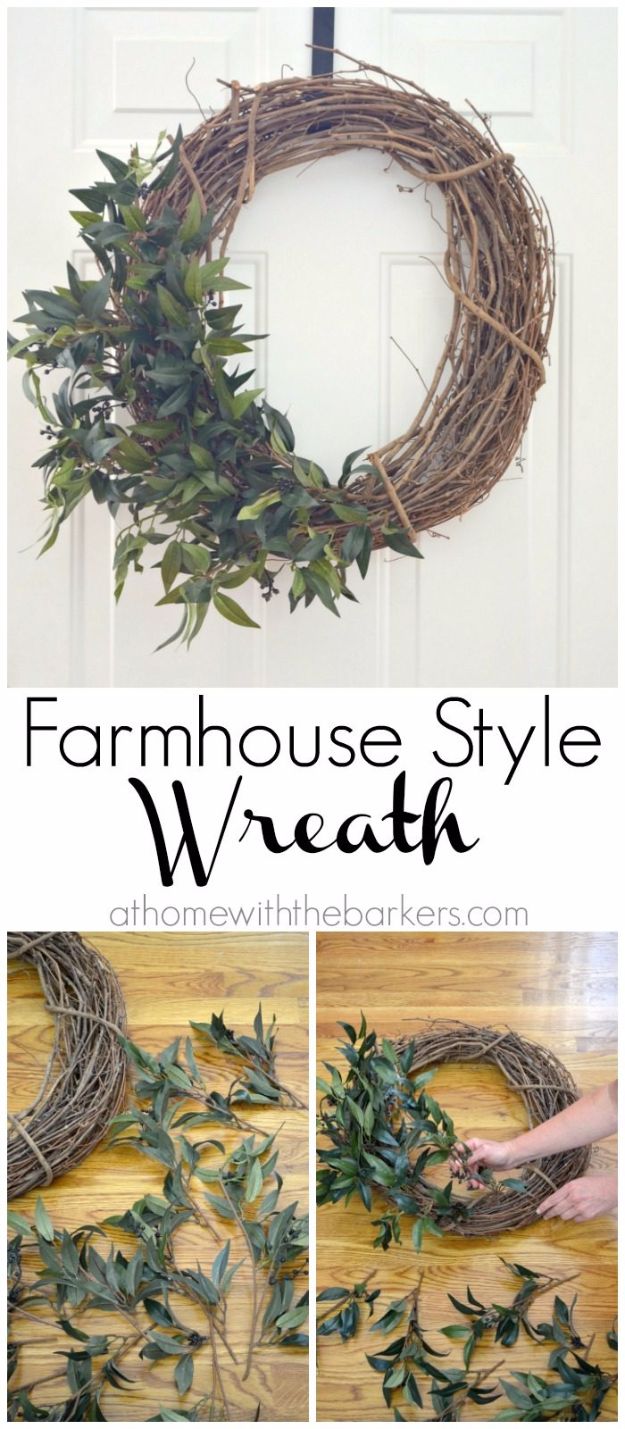 Best Country Decor Ideas - DIY Farmhouse Style Wreath - Rustic Farmhouse Decor Tutorials and Easy Vintage Shabby Chic Home Decor for Kitchen, Living Room and Bathroom - Creative Country Crafts, Rustic Wall Art and Accessories to Make and Sell 