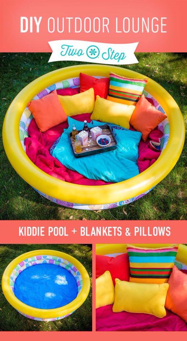 DIY Hacks for Summer - DIY Outdoor Lounge - Easy Projects to Try This Summer To Get Organized, Spend Time Outdoors, Play With The Kids, Stay Cool In The Heat - Tips and Tricks to Make Summertime Awesome - Crafts and Home Decor by DIY JOY