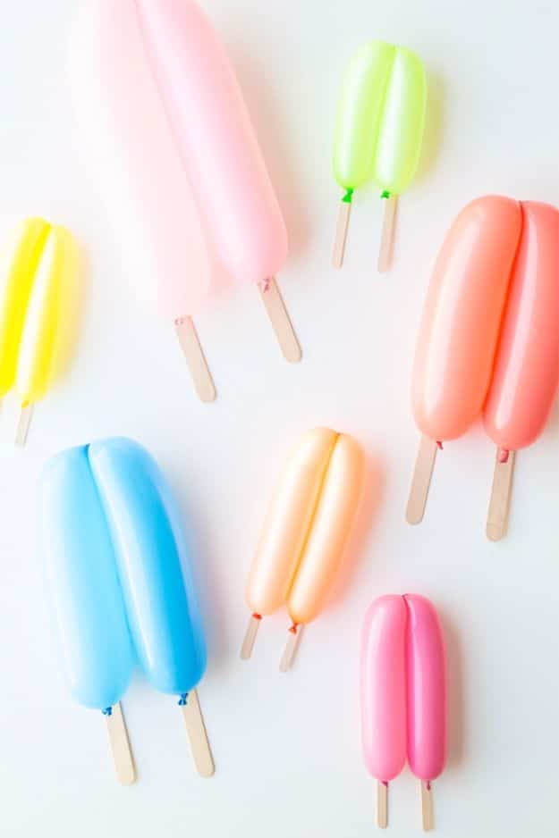 DIY Backyard Party Decor - DIY Popsicle Balloons - Cool Ideas for Decorations for Parties - Easy and Cheap Crafts for Summer Barbecues and Family Get Togethers, Swimming and Pool Party Fun - Step by Step Tutorials For Banners, Table Decor, Serving Ideas and Mason Jar Crafts r