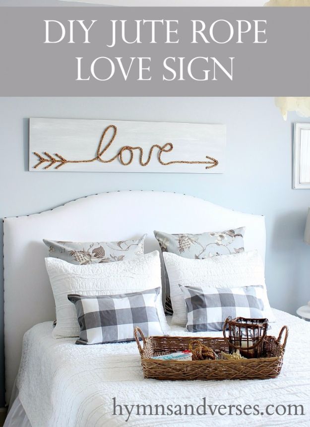 Best Country Decor Ideas - DIY Rope Love Sign - Rustic Farmhouse Decor Tutorials and Easy Vintage Shabby Chic Home Decor for Kitchen, Living Room and Bathroom - Creative Country Crafts, Rustic Wall Art and Accessories to Make and Sell 