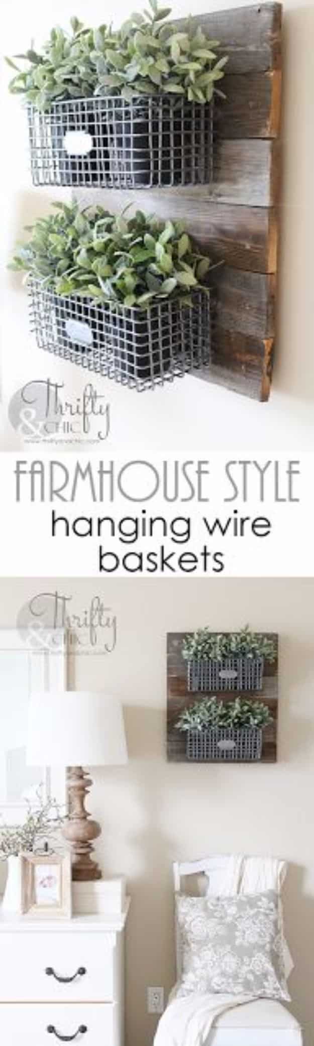 Best Country Decor Ideas - Farmhouse Style Hanging Wire Baskets - Rustic Farmhouse Decor Tutorials and Easy Vintage Shabby Chic Home Decor for Kitchen, Living Room and Bathroom - Creative Country Crafts, Rustic Wall Art and Accessories to Make and Sell 