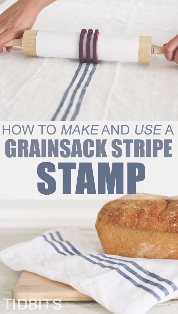 Best Country Crafts For The Home - Grain Sack Stripe Stamp - Cool and Easy DIY Craft Projects for Home Decor, Dollar Store Gifts, Furniture and Kitchen Accessories - Creative Wall Art Ideas, Rustic and Farmhouse Looks, Shabby Chic and Vintage Decor To Make and Sell 
