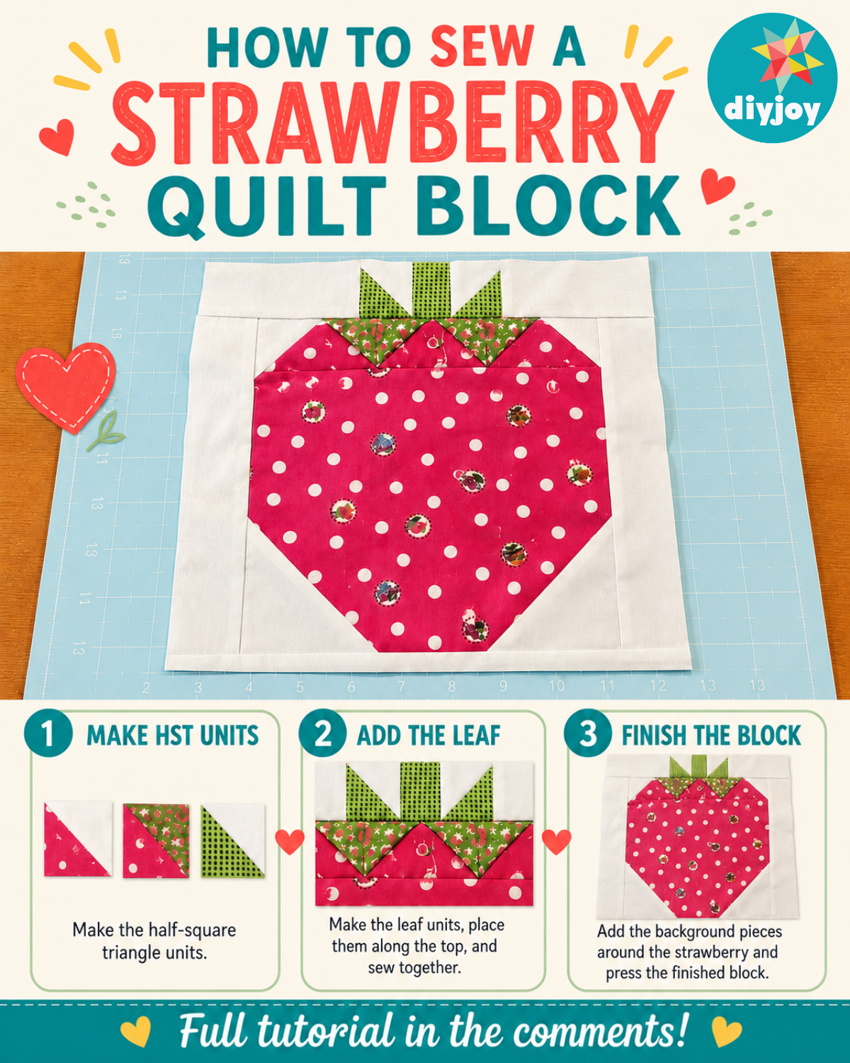 How To Sew A Strawberry Quilt Block