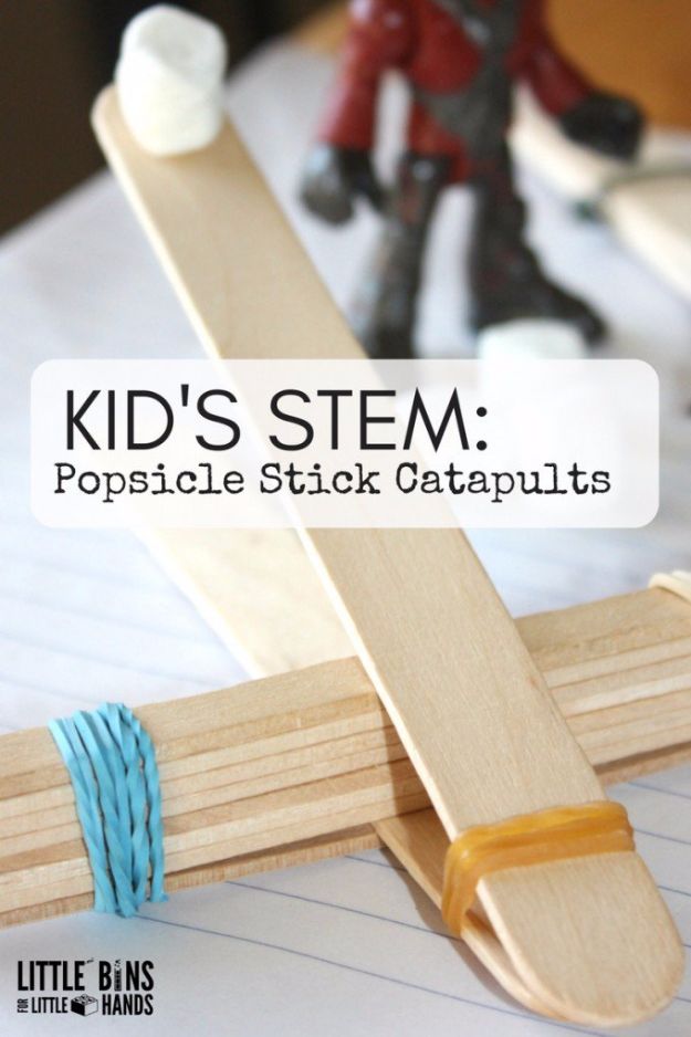 DIY Stem and Science Ideas for Kids and Teens - Popsicle Stick Catapult - Fun and Easy Do It Yourself Projects and Crafts Using Math, Electronics, Engineering Concepts and Basic Building Skills - Creatve and Cool Project Tutorials For Kids To Make At Home This Summer - Boys, Girls and Teenagers Have Fun Making Room Decor, Experiments and Playtime STEM Fun #stem #diyideas #stemideas #kidscrafts