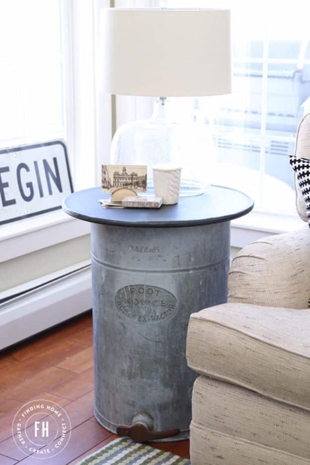 Best Country Decor Ideas - Repurposed Galvanized Side Table - Rustic Farmhouse Decor Tutorials and Easy Vintage Shabby Chic Home Decor for Kitchen, Living Room and Bathroom - Creative Country Crafts, Rustic Wall Art and Accessories to Make and Sell 