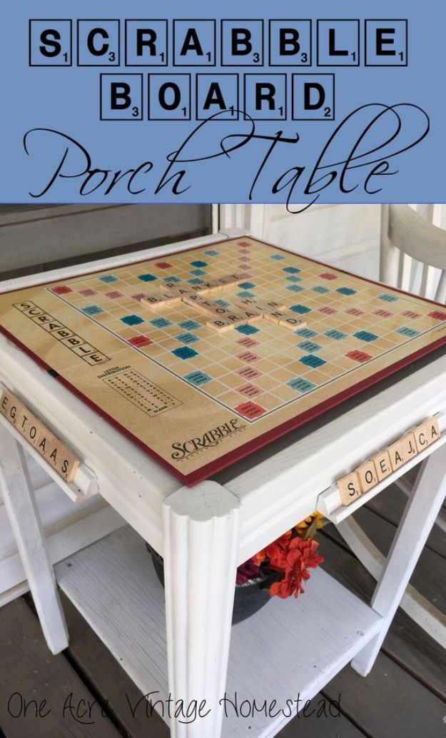 Best Country Decor Ideas for Your Porch - Scrabble Board Porch Table - Rustic Farmhouse Decor Tutorials and Easy Vintage Shabby Chic Home Decor for Kitchen, Living Room and Bathroom - Creative Country Crafts, Furniture, Patio Decor and Rustic Wall Art and Accessories to Make and Sell 
