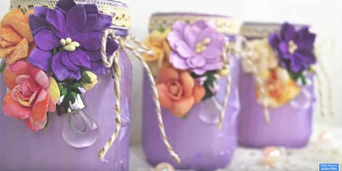 Don’t You Love The Way She Adorns These Mason Jars? She Does Something Besides Adding Embellishments | DIY Joy Projects and Crafts Ideas