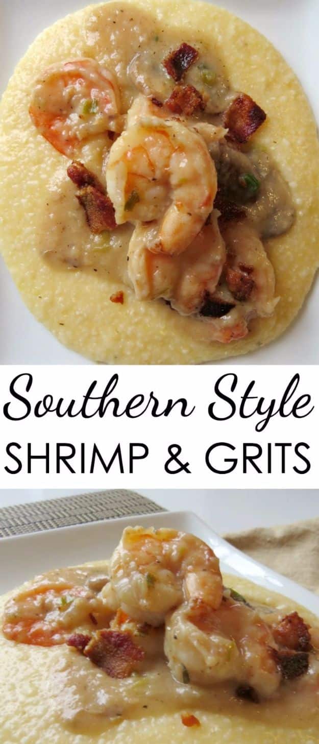 Best Country Cooking Recipes - Southern Style Shrimp And Grits - Easy Recipes for Country Food Like Chicken Fried Steak, Fried Green Tomatoes, Southern Gravy, Breads and Biscuits, Casseroles and More - Breakfast, Lunch and Dinner Recipe Ideas for Families and Feeding A Crowd - Step by Step Instructions for Making Homestyle Dips, Snacks, Desserts #recipes