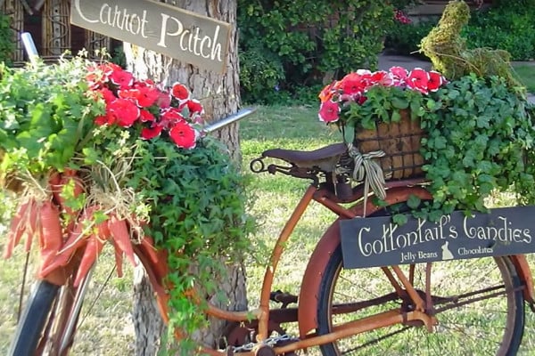 Bike Garden- Planters From Old Junk