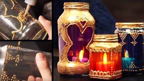 Easy DIY Stained Glass Mason Jar Lights Take Minutes to Make | DIY Joy Projects and Crafts Ideas