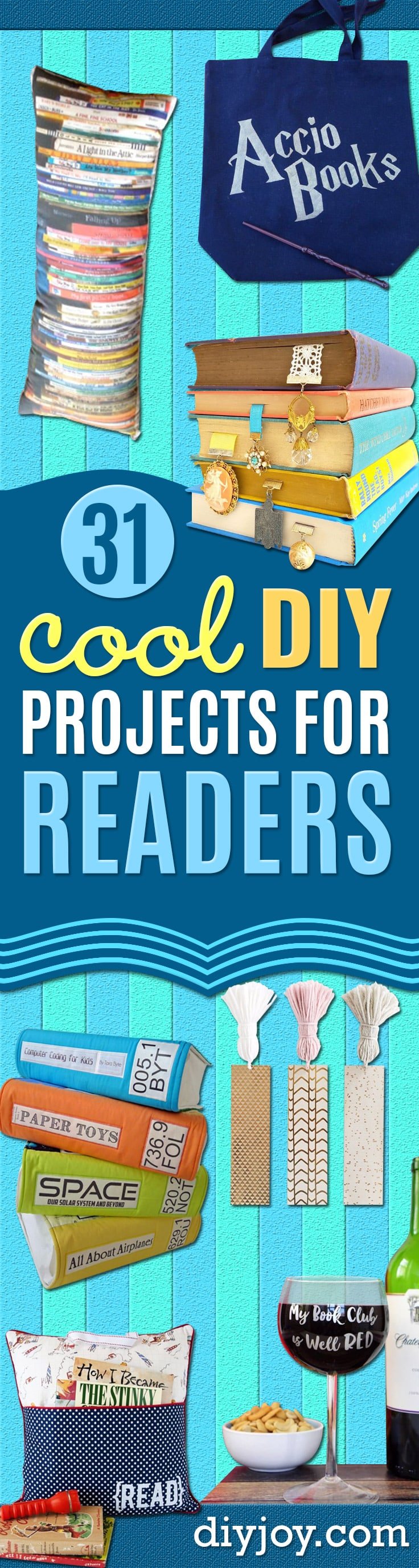 DIY Projects for Readers - Book Storage, Bookmarks, Cool Bookshelves, Creative Projects Made With Books and For Book Lovers - Reading Lights, Bedside Table Ideas - Easy Crafts and DIY Ideas by DIY JOY