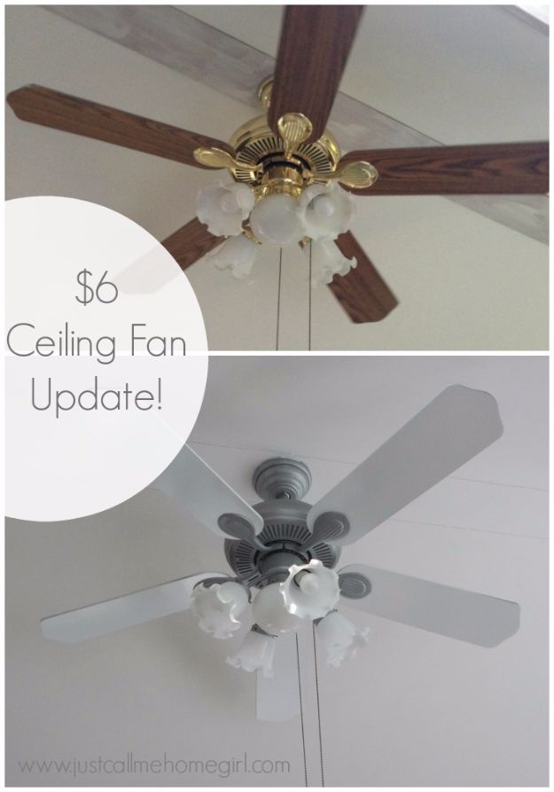 Cheap DIY Home Improvement Projects On A Budget - $6 Dollar Ceiling Fan Update - Cool Home Improvement Hacks, Easy and Cheap Do It Yourself Tutorials for Updating and Renovating Your House - Home Decor Tips and Tricks, Remodeling ideas