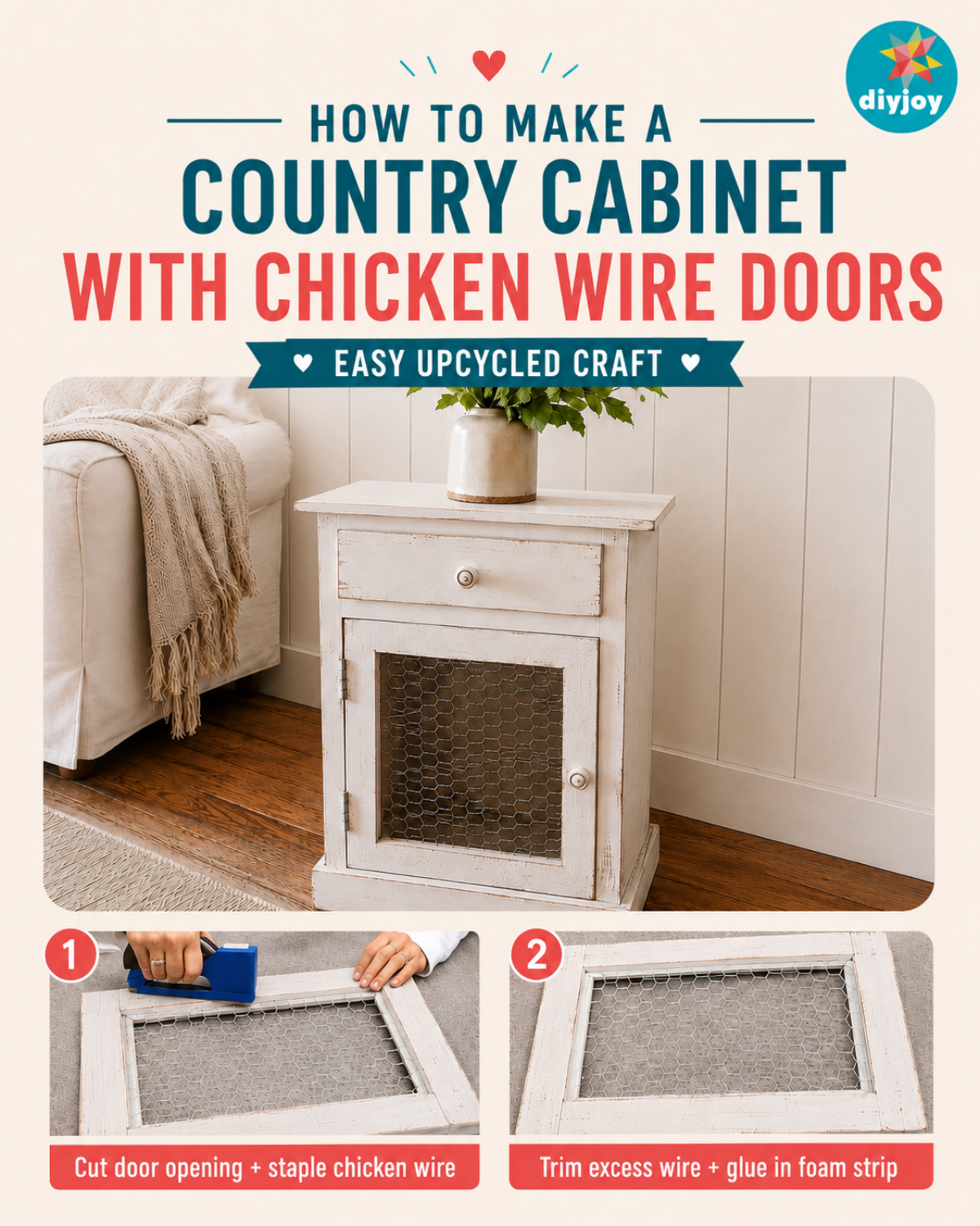 Chicken Wire Cabinet Door Upcycled Craft