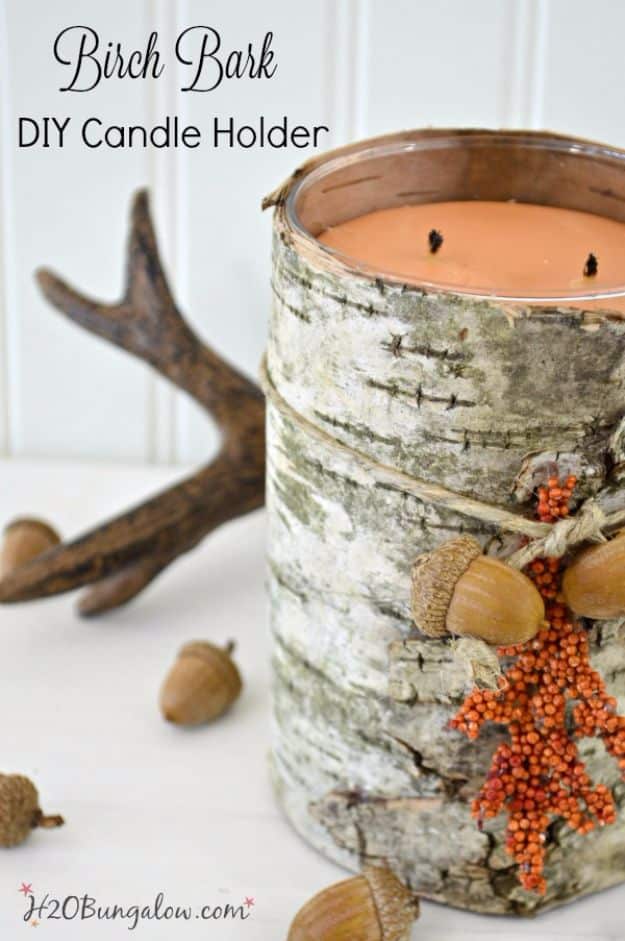 Farmhouse Decor to Make And Sell - DIY Birch Bark Candle Holder - Easy DIY Home Decor and Rustic Craft Ideas - Step by Step Country Crafts, Farmhouse Decor To Make and Sell on Etsy and at Craft Fairs - Tutorials and Instructions for Creative Ways to Make Money - Best Vintage Farmhouse DIY For Living Room, Bedroom, Walls and Gifts #diydecor