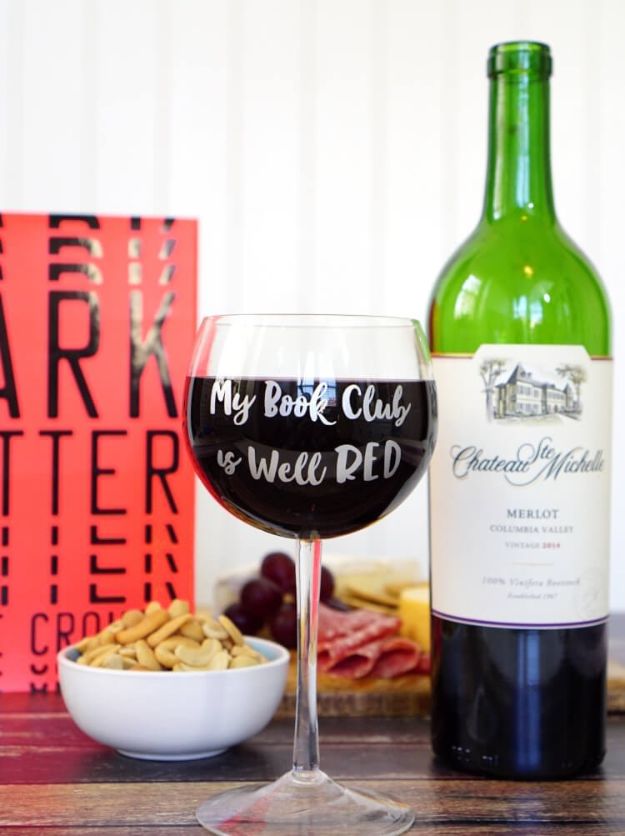 DIY Projects for Readers - DIY Book Club Wine Glasses - Book Storage, Bookmarks, Cool Bookshelves, Creative Projects Made With Books and For Book Lovers - Reading Lights, Bedside Table Ideas - Easy Crafts and DIY Ideas by DIY JOY 