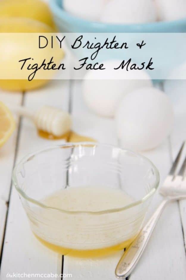 DIY Spa Day Ideas - DIY Brighten And Tighten Face Mask - Easy Sugar Scrubs, Lotions and Bath Ideas for The Best Pampering You Can Do At Home - Lavender Projects, Relaxing Baths and Bath Bombs, Tub Soaks and Facials - Step by Step Tutorials for Luxury Bath Products 