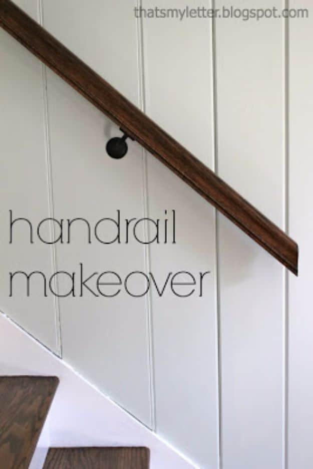 DIY Home Improvement Projects On A Budget - DIY Handrail Makeover - Cool Home Improvement Hacks, Easy and Cheap Do It Yourself Tutorials for Updating and Renovating Your House - Home Decor Tips and Tricks, Remodeling and Decorating Hacks - DIY Projects 