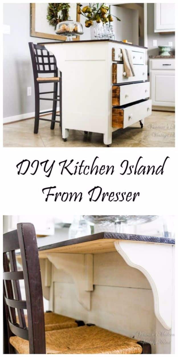 DIY Home Improvement Projects On A Budget - DIY Kitchen Island From Dresser - Cool Home Improvement Hacks, Easy and Cheap Do It Yourself Tutorials for Updating and Renovating Your House - Home Decor Tips and Tricks, Remodeling and Decorating Hacks - DIY Projects 