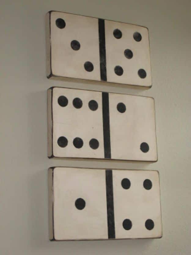DIY Media Room Ideas - Dominoes Wall Hanging - Do It Yourslef TV Consoles, Wall Art, Sofas and Seating, Chairs, TV Stands, Remote Holders and Shelving Tutorials - Creative Furniture for Movie Rooms and Video Game Stations #mediaroom #diydecor