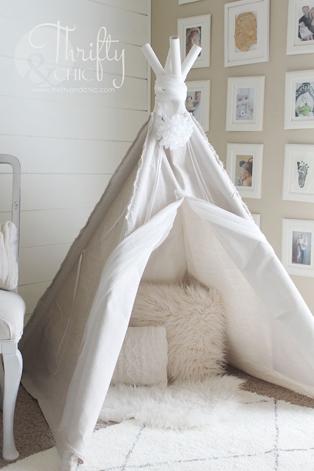 DIY Playroom Ideas and Furniture - Drop Cloth TeePee - Easy Play Room Storage, Furniture Ideas for Kids, Playtime Rugs and Activity Mats, Shelving, Toy Boxes and Wall Art - Cute DIY Room Decor for Boys and Girls - Fun Crafts with Step by Step Tutorials and Instructions 