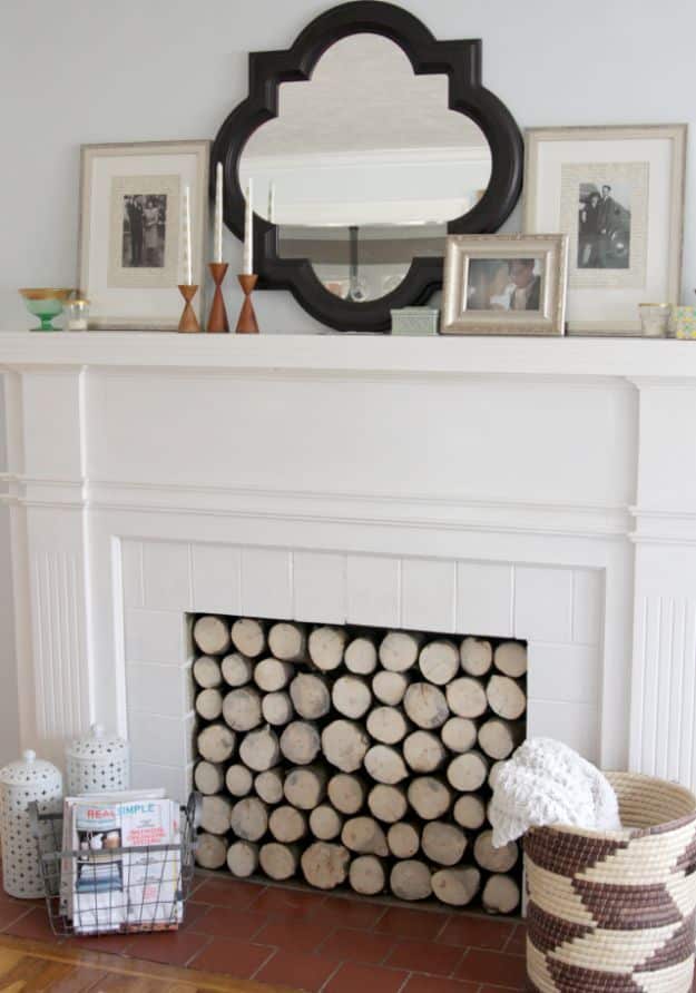 DIY Home Improvement Projects On A Budget - Faux Log Stack For The Fireplace - Cool Home Improvement Hacks, Easy and Cheap Do It Yourself Tutorials for Updating and Renovating Your House - Home Decor Tips and Tricks, Remodeling and Decorating Hacks - DIY Projects 