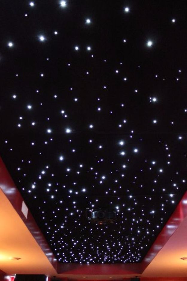 DIY Media Room Ideas - Fiber Optic Panel Star Ceiling - Do It Yourslef TV Consoles, Wall Art, Sofas and Seating, Chairs, TV Stands, Remote Holders and Shelving Tutorials - Creative Furniture for Movie Rooms and Video Game Stations #mediaroom #diydecor