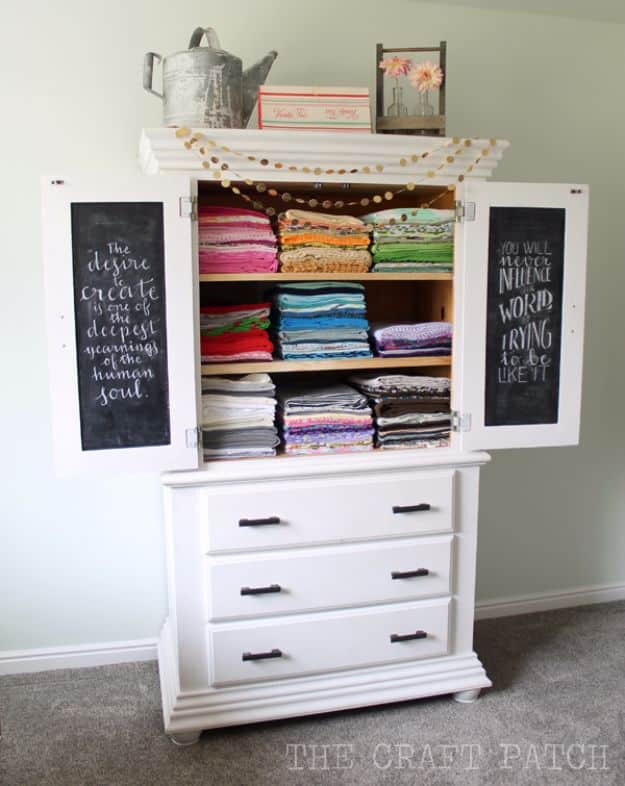 DIY Craft Room Storage Ideas and Craft Room Organization Projects - Glorious Fabric Storage Armoire - Cool Ideas for Do It Yourself Craft Storage, Craft Room Decor and Organizing Project Ideas - fabric, paper, pens, creative tools, crafts supplies, shelves and sewing notions #diyideas #craftroom