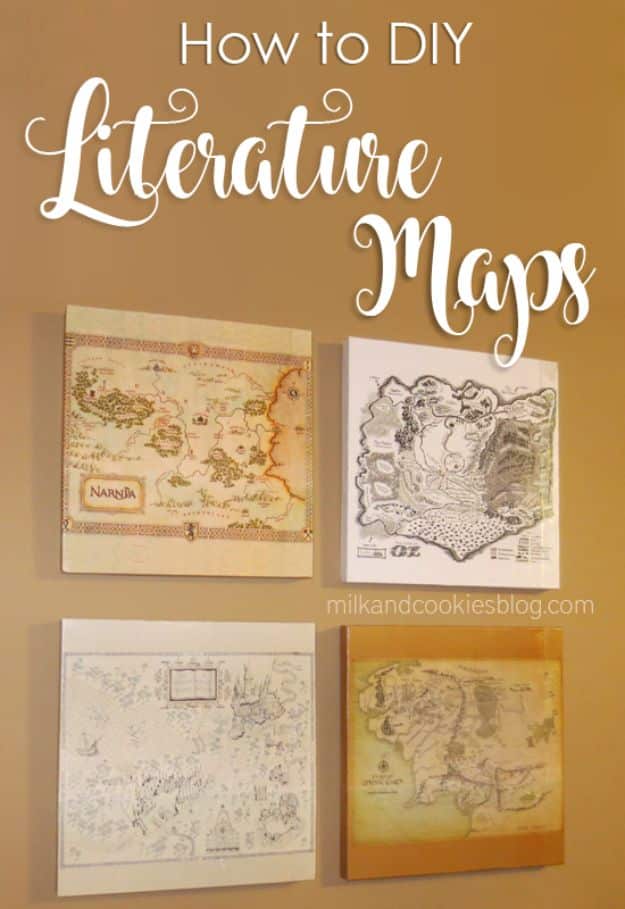 DIY Projects for Readers - Gorgeous DIY Literature Maps - Book Storage, Bookmarks, Cool Bookshelves, Creative Projects Made With Books and For Book Lovers - Reading Lights, Bedside Table Ideas - Easy Crafts and DIY Ideas by DIY JOY 