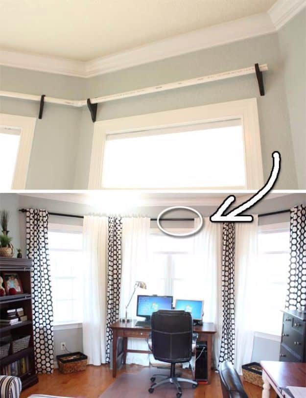 DIY Remodeling Hacks - PVC Pipes As Curtain Rods - Quick and Easy Home Repair Tips and Tricks - Cool Hacks for DIY Home Improvement Ideas - Cheap Ways To Fix Bathroom, Bedroom, Kitchen, Outdoor, Living Room and Lighting - Creative Renovation on A Budget - DIY Projects and Crafts by DIY JOY #remodeling #homeimprovement #diy #hacks