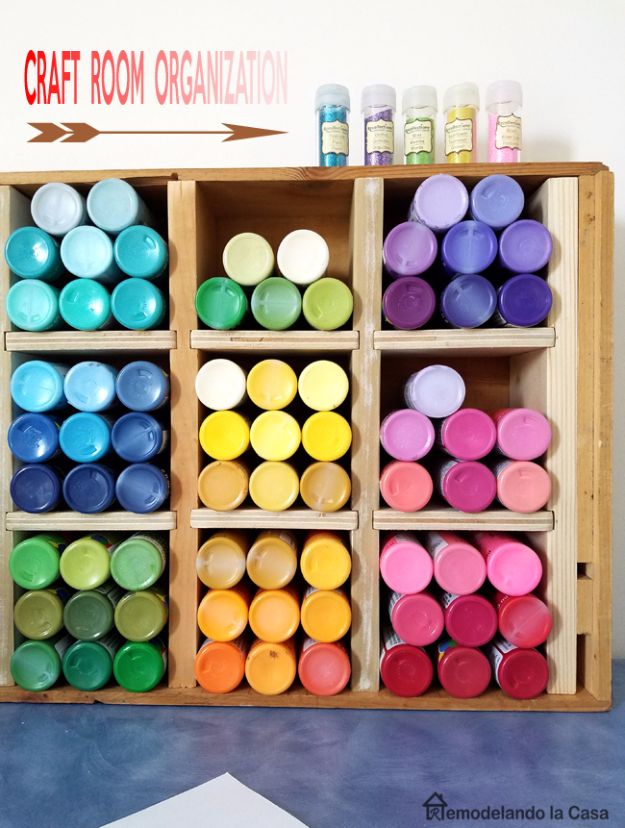 DIY Craft Room Storage Ideas and Craft Room Organization Projects - Paint Storage Box - Cool Ideas for Do It Yourself Craft Storage, Craft Room Decor and Organizing Project Ideas - fabric, paper, pens, creative tools, crafts supplies, shelves and sewing notions #diyideas #craftroom