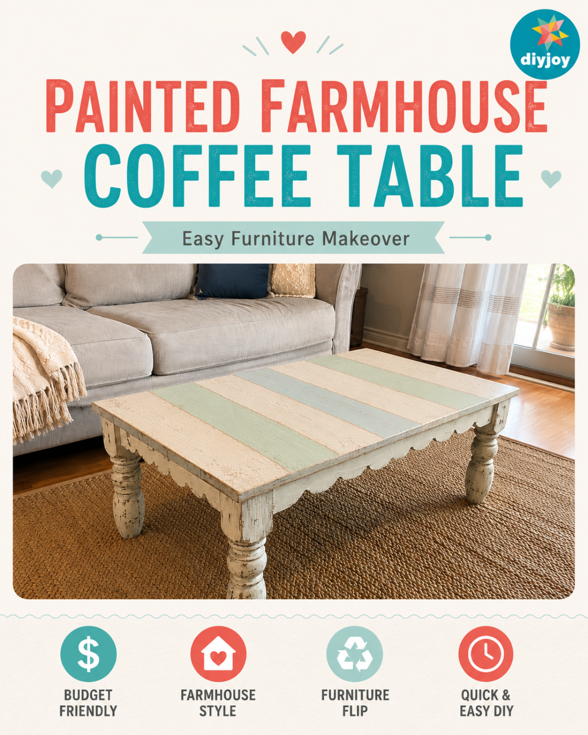 Painted Farmhouse DIY Coffee Table