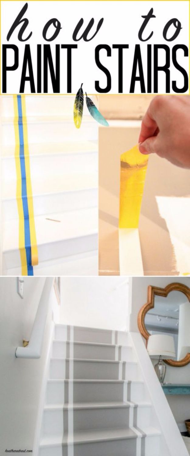 DIY Home Improvement Projects On A Budget - Painted Stairs - Cool Home Improvement Hacks, Easy and Cheap Do It Yourself Tutorials for Updating and Renovating Your House - Home Decor Tips and Tricks, Remodeling and Decorating Hacks - DIY Projects 