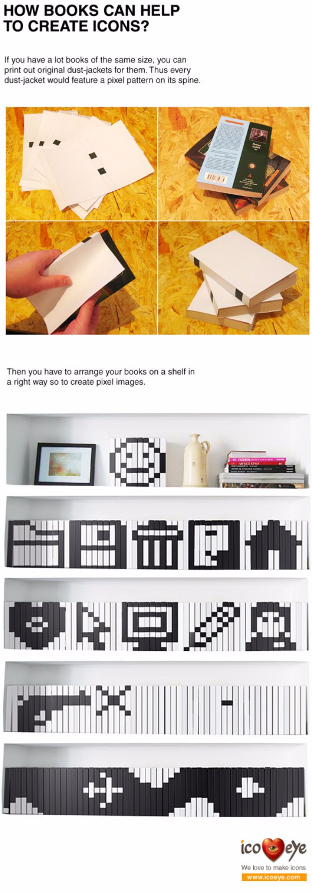 DIY Projects for Readers - Pixelated Bookshelf - Book Storage, Bookmarks, Cool Bookshelves, Creative Projects Made With Books and For Book Lovers - Reading Lights, Bedside Table Ideas - Easy Crafts and DIY Ideas by DIY JOY 