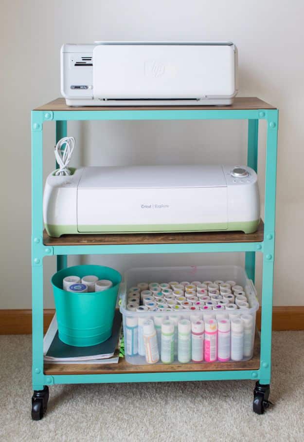 DIY Craft Room Storage Ideas and Craft Room Organization Projects - Printer Cart Craft Room Storage - Cool Ideas for Do It Yourself Craft Storage, Craft Room Decor and Organizing Project Ideas - fabric, paper, pens, creative tools, crafts supplies, shelves and sewing notions #diyideas #craftroom