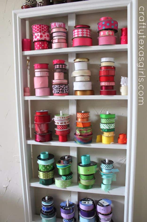 DIY Craft Room Storage Ideas and Craft Room Organization Projects - Ribbon Holder - Cool Ideas for Do It Yourself Craft Storage, Craft Room Decor and Organizing Project Ideas - fabric, paper, pens, creative tools, crafts supplies, shelves and sewing notions #diyideas #craftroom