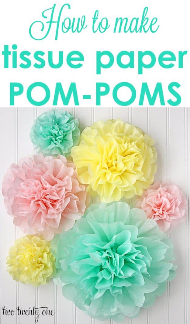 DIY Playroom Ideas and Furniture - Tissue Paper Pom Poms - Easy Play Room Storage, Furniture Ideas for Kids, Playtime Rugs and Activity Mats, Shelving, Toy Boxes and Wall Art - Cute DIY Room Decor for Boys and Girls - Fun Crafts with Step by Step Tutorials and Instructions 
