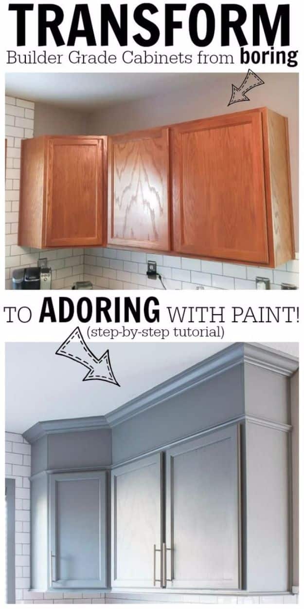 DIY Home Improvement Projects On A Budget - Transform Boring Cabinets - Cool Home Improvement Hacks, Easy and Cheap Do It Yourself Tutorials for Updating and Renovating Your House - Home Decor Tips and Tricks, Remodeling ideas