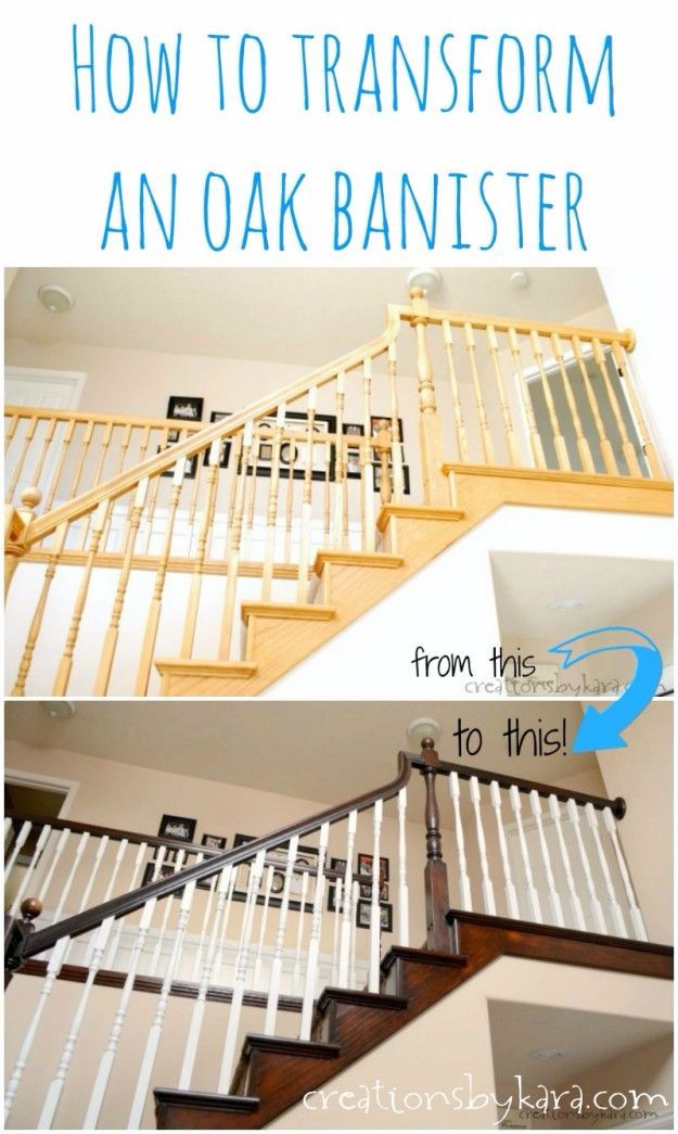 DIY Remodeling Hacks - Transform Your Oak Banister - Quick and Easy Home Repair Tips and Tricks - Cool Hacks for DIY Home Improvement Ideas - Cheap Ways To Fix Bathroom, Bedroom, Kitchen, Outdoor, Living Room and Lighting - Creative Renovation on A Budget - DIY Projects and Crafts by DIY JOY #remodeling #homeimprovement #diy #hacks