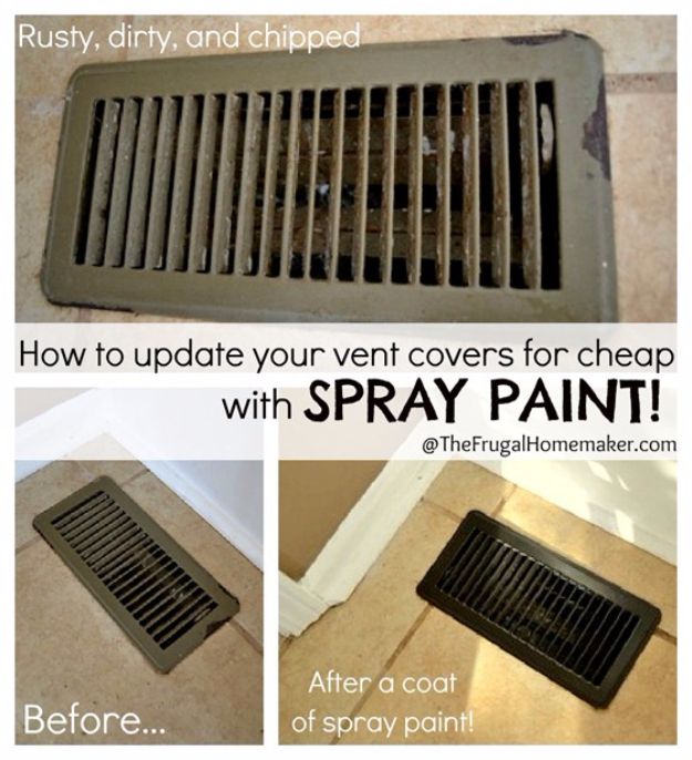 DIY Remodeling Hacks - Update Vent Covers With Spray Paint - Quick and Easy Home Repair Tips and Tricks - Cool Hacks for DIY Home Improvement Ideas - Cheap Ways To Fix Bathroom, Bedroom, Kitchen, Outdoor, Living Room and Lighting - Creative Renovation on A Budget - DIY Projects and Crafts by DIY JOY #remodeling #homeimprovement #diy #hacks