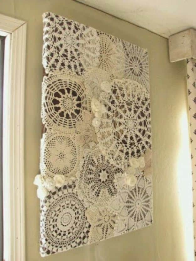 Country Crafts to Make And Sell - Wall Art Using Vintage Doilies And Vintage Buttons - Easy DIY Home Decor and Rustic Craft Ideas - Step by Step Farmhouse Decor To Make and Sell on Etsy and at Craft Fairs - Tutorials and Instructions for Creative Ways to Make Money - Best Vintage Farmhouse DIY For Living Room, Bedroom, Walls and Gifts #craftstosell #countrycrafts #etsyideas