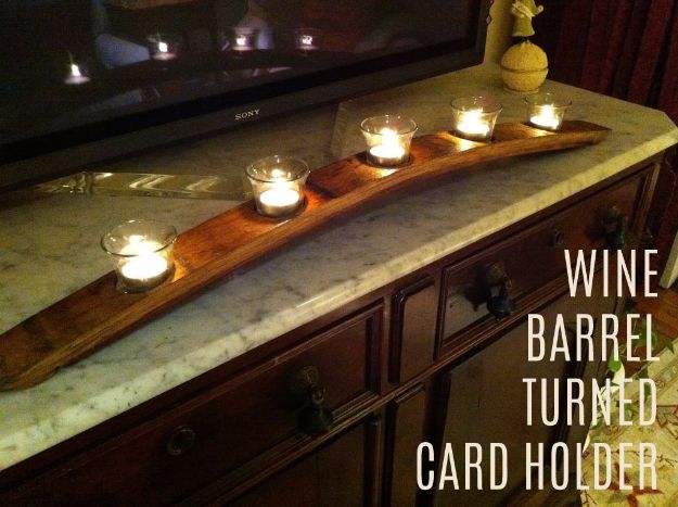 DIY Ideas With Old Barrels - Wine Barrel Turned Candle Holder - Rustic Farmhouse Decor Tutorials and Projects Made With a Barrel - Easy Vintage Home Decor for Kitchen, Living Room and Bathroom - Creative Country Crafts, Dog Beds, Seating, Furniture, Patio Decor and Rustic Wall Art and Accessories to Make and Sell 