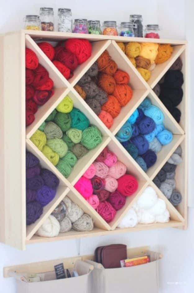 DIY Craft Room Storage Ideas and Craft Room Organization Projects - Yarn Storage System - Cool Ideas for Do It Yourself Craft Storage, Craft Room Decor and Organizing Project Ideas - fabric, paper, pens, creative tools, crafts supplies, shelves and sewing notions #diyideas #craftroom