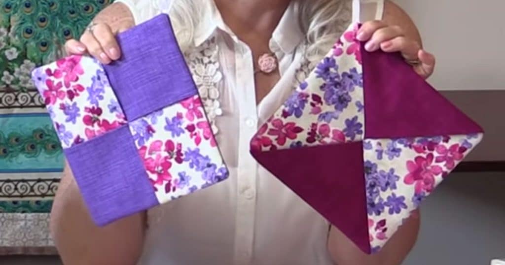 Sewing Tutorial for Hot Pads - How to Make Hot Pads Color Block Pattern - Easy Kitchen Decor to Sew